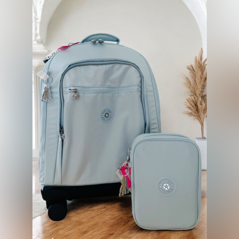 Kipling New Zea 15" Laptop Rolling Backpack  & 100 Pens Cosmetics Makeup Case